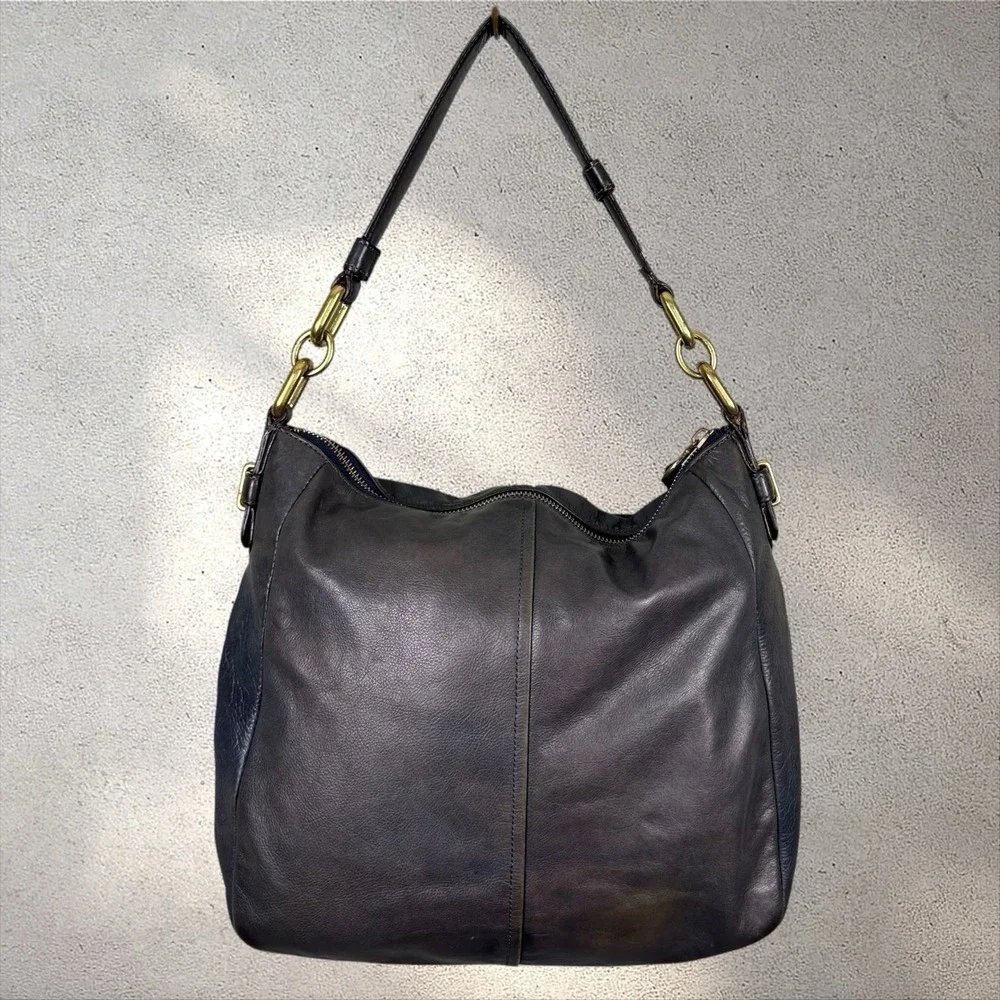 COACH Ashlyn Chelsea Dark Navy Teal Hobo Shoulder Hobo Bag Purse F17816